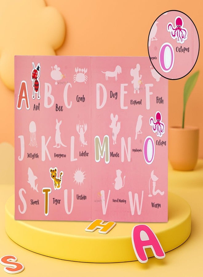 ويش كي حروف أبجدية مغناطيسية للأطفال من ويشكي - 52 قطعة من الحروف الكبيرة مع بطاقات تعليمية للحيوانات، لعبة تعليمية مونتيسوري للأطفال الصغار ومرحلة ما قبل المدرسة من عمر 3 سنوات فما فوق، باللون الأحمر - Image 4